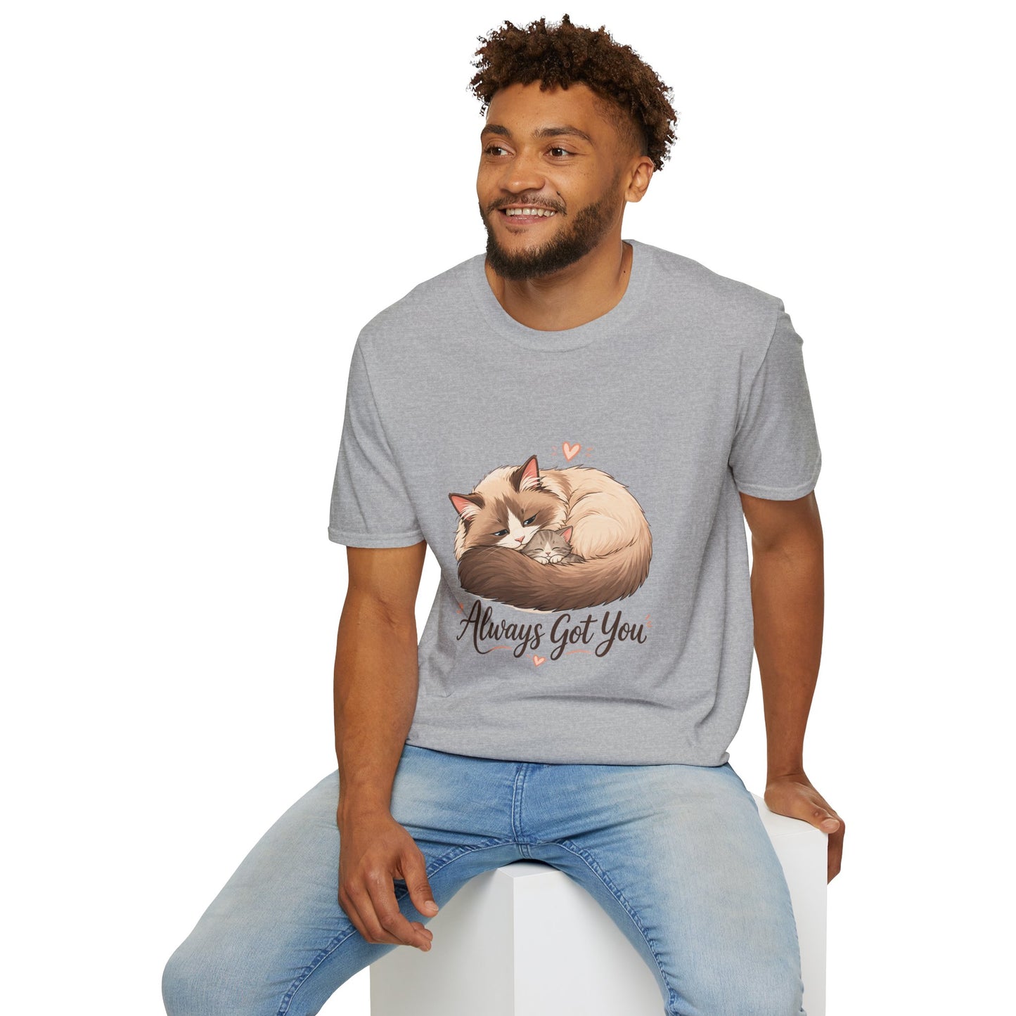 Always Got You t-shirt, cozy cat and kitten cuddle design, sport gray