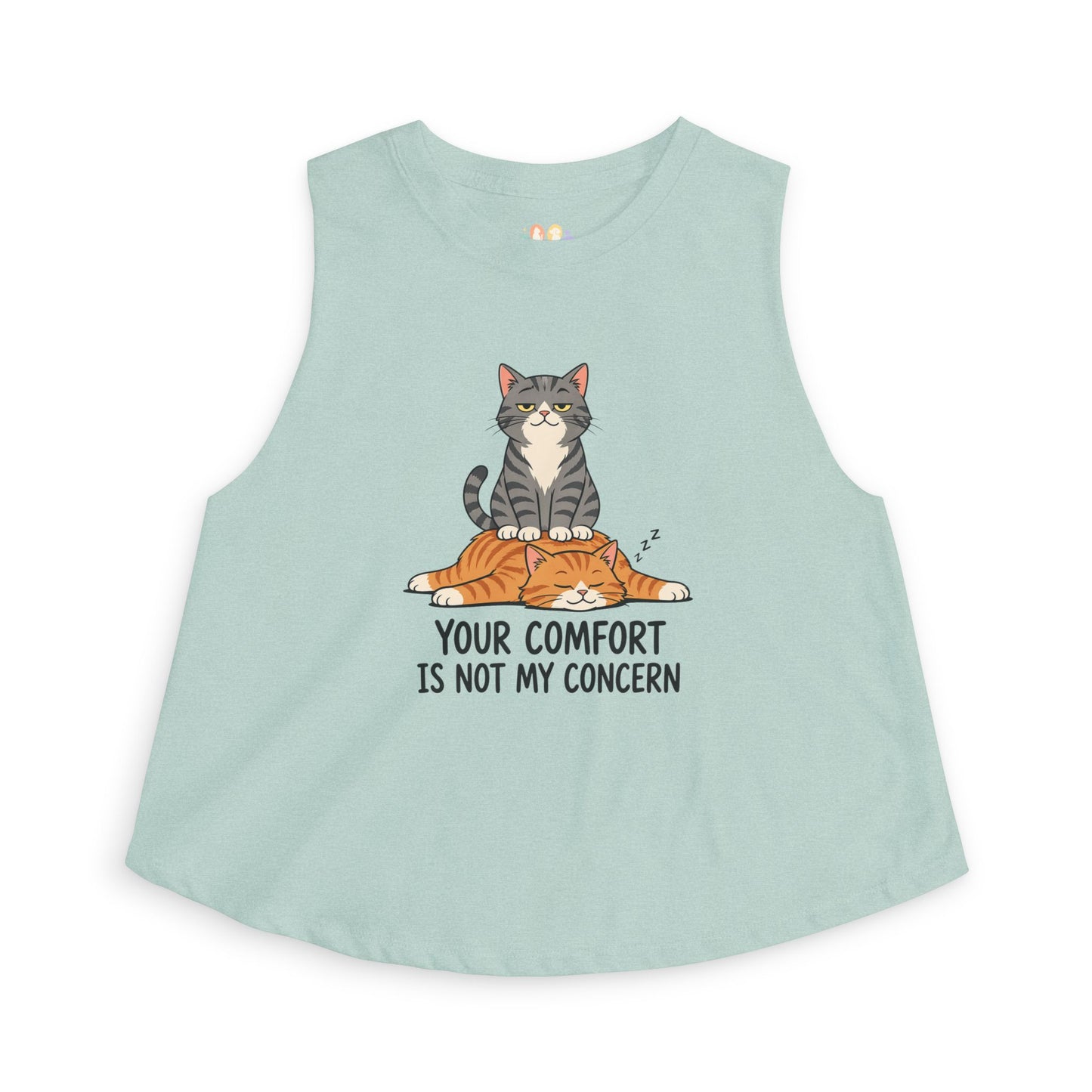 Your Comfort Is Not My Concern tank top, cute but sarcastic cat design, dusty blue