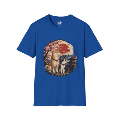 Shiba Inu & Cat Cherry Blossom T-Shirt