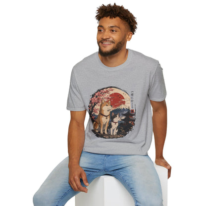 Shiba Inu & Cat Cherry Blossom T-Shirt