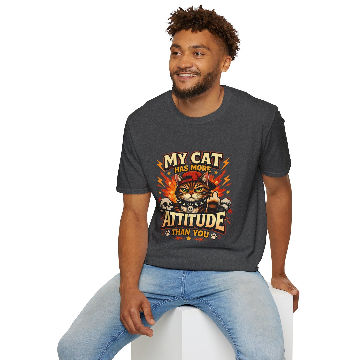 Funny cat t-shirt, sarcastic pet quote, grumpy cat design, dark heather gray