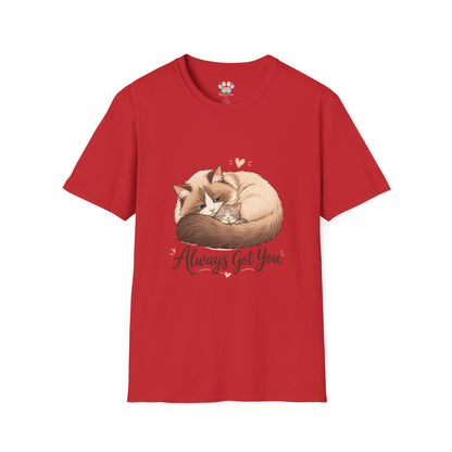 Always Got You t-shirt, cat with kitten graphic design, red