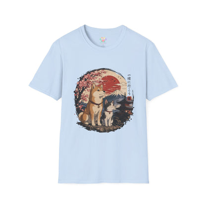 Shiba Inu & Cat Cherry Blossom T-Shirt