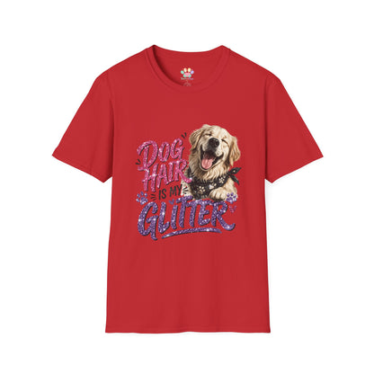 Dog Hair Is My Glitter t-shirt, cute dog lover graphic with glitter typography, red