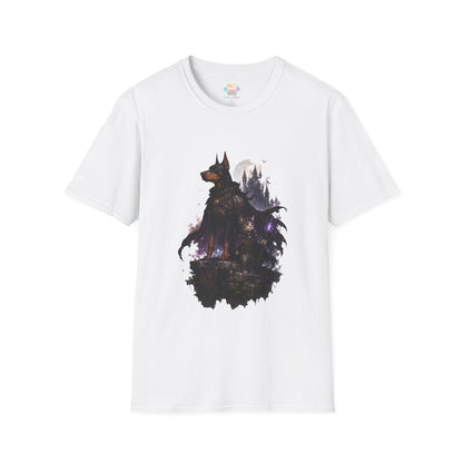 Doberman & Cat Guardian Gothic Castle T-Shirt