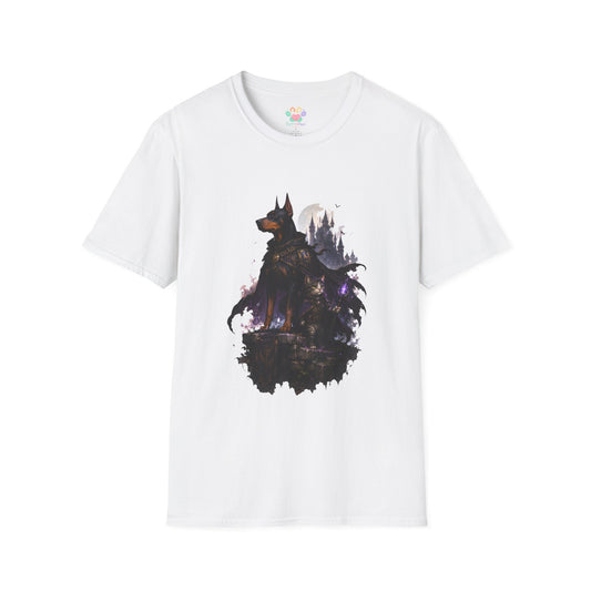 Doberman & Cat Guardian Gothic Castle T-Shirt