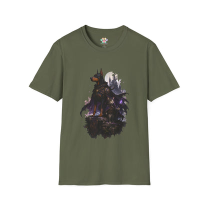 Doberman & Cat Guardian Gothic Castle T-Shirt