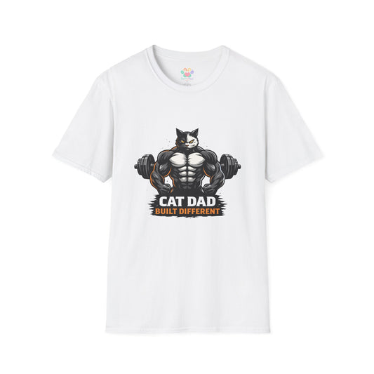 Cat Dad Gym T-Shirt — Muscular Cat Weightlifting Graphic Tee